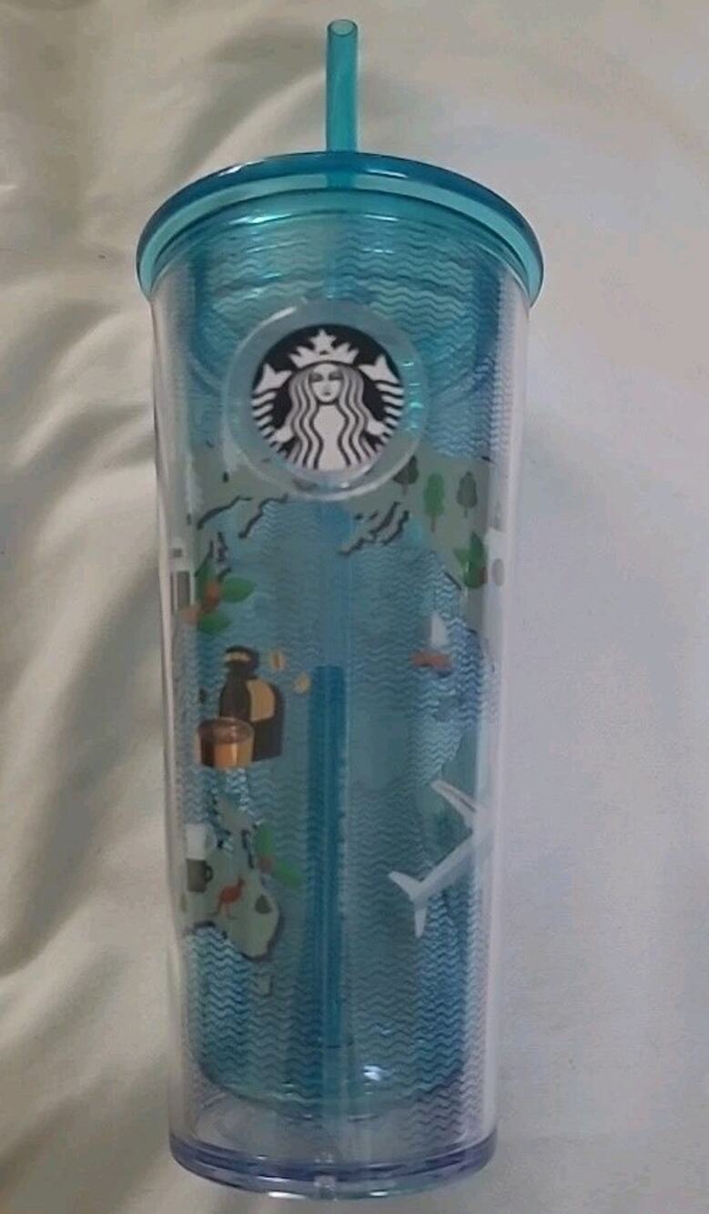 Starbucks 2021 Taiwan Airport Series Blue Grande Tumbler New Fits Pop-Socket